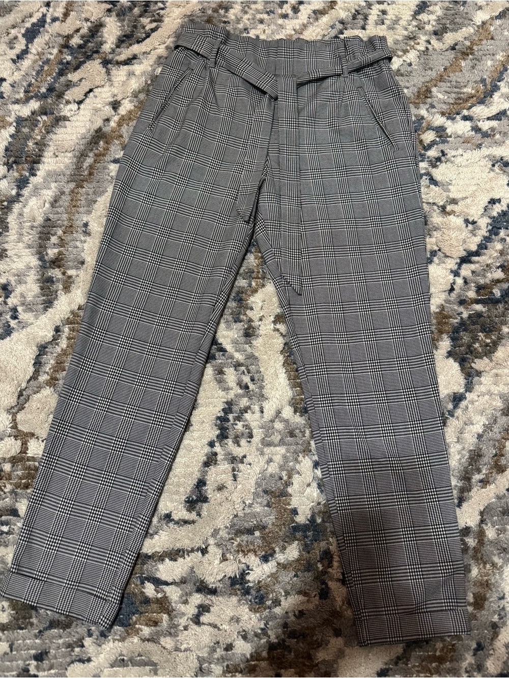 Zara Stunning Black & Gray Glen Plaid Chinos